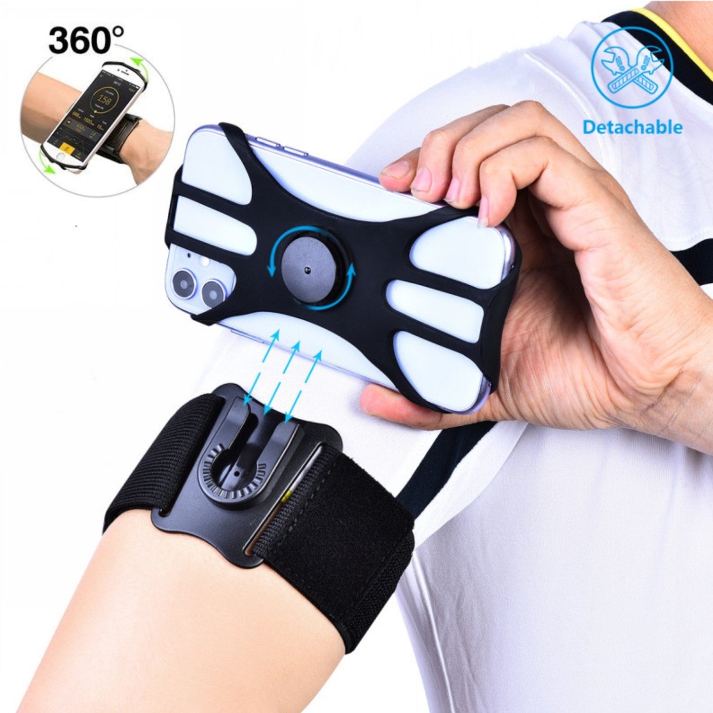 Detachable Swivel Arm Wrist Strap Sports Phone Case